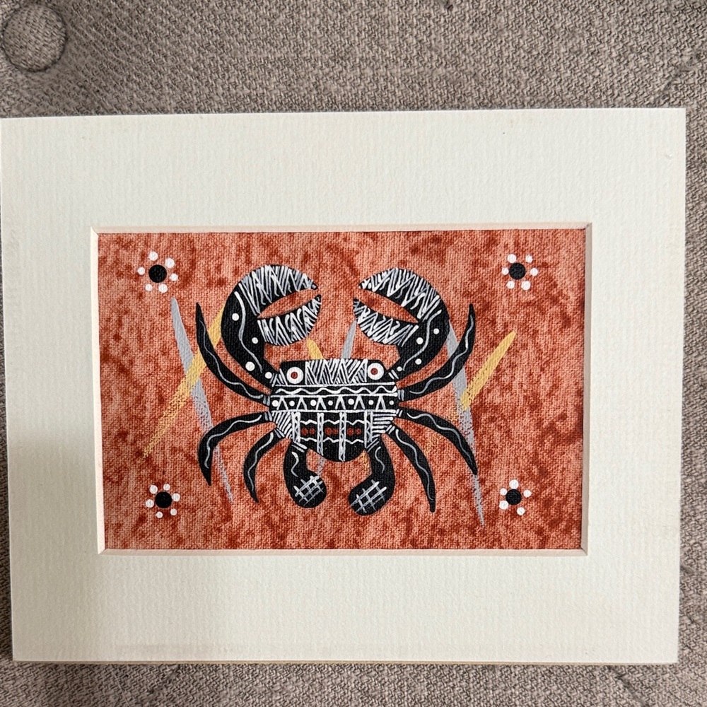 Bagaay Crab Art original with Orange Background